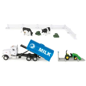 Manufacturer_ERTL Implements | Preschool Playroom<1/32 Peterbilt "Switch N Load" Semi w/ John Deere Tractor, Cow, Fence Pieces & Hay Bales