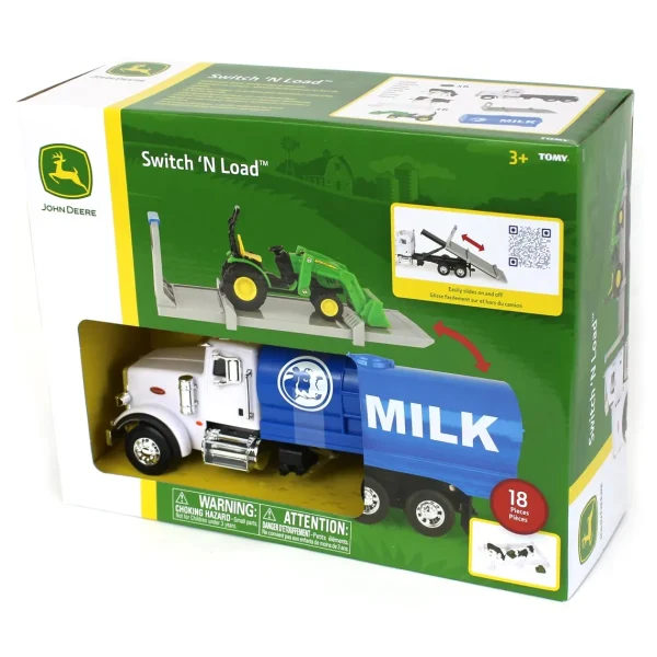 Manufacturer_ERTL Implements | Preschool Playroom<1/32 Peterbilt "Switch N Load" Semi w/ John Deere Tractor, Cow, Fence Pieces & Hay Bales