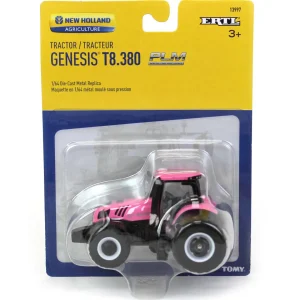 Manufacturer_ERTL Tractors<1/64 Pink New Holland Genesis T8.380 Tractor with Rear Duals