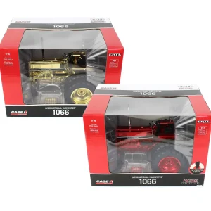 Outback Toys Tractors<Red & Gold Chrome Set ~ 1/16 IH 1066 Black Stripe with Rear Duals, ERTL Prestige Collection