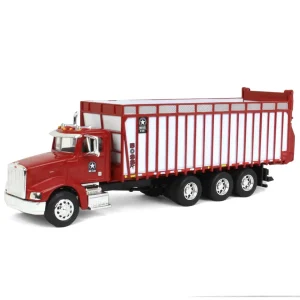 Manufacturer_SpecCast Implements<1/64 Red Peterbilt 385 w/ Red & White Meyer 8126RT Boss Forage Box
