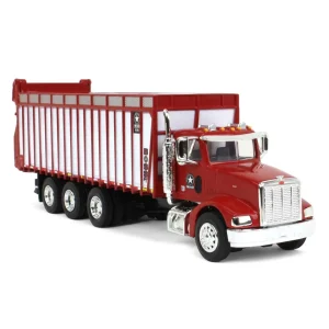 Manufacturer_SpecCast Implements<1/64 Red Peterbilt 385 w/ Red & White Meyer 8126RT Boss Forage Box