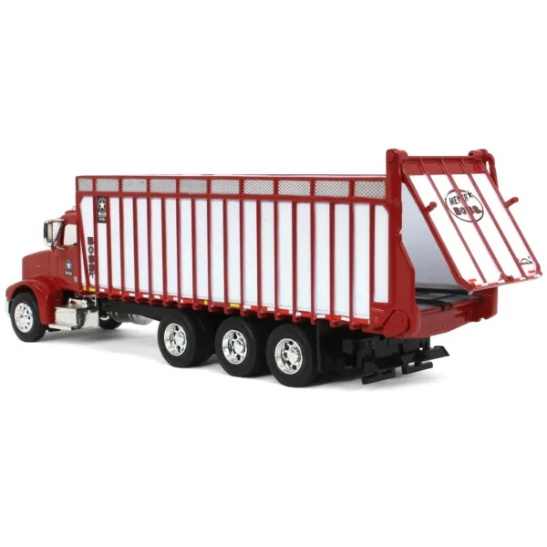 Manufacturer_SpecCast Implements<1/64 Red Peterbilt 385 w/ Red & White Meyer 8126RT Boss Forage Box
