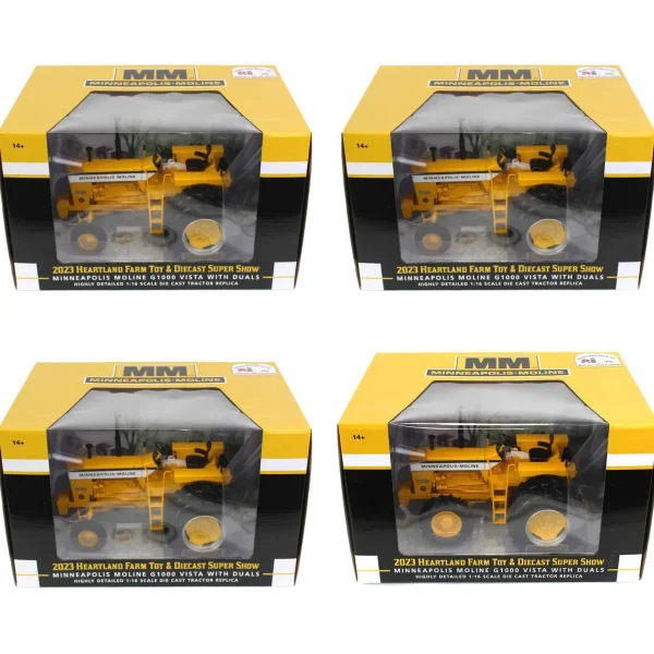 Manufacturer_SpecCast Tractors<Set of 4 ~ 1/16 High Detail Minneapolis Moline G-1000 Vista Wide Front with Rear Duals