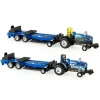 Outback Toys Tractors | Pulling Tractors<Set of 2 ~ 1/64 New Holland "Blue Blazes" & "Midnight Blue" Pulling Tractors with Sleds