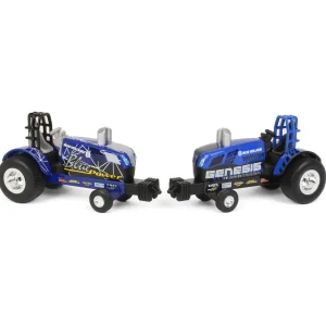 Outback Toys Tractors | Pulling Tractors<Set of 2 ~ 1/64 New Holland "Blue Power" & "Genesis" Die-cast Pulling Tractors