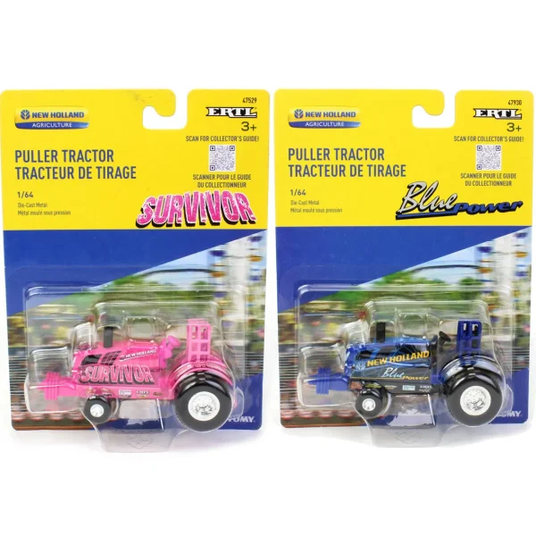 Manufacturer_ERTL Tractors | Pulling Tractors<Set of 2 ~ 1/64 New Holland "Survivor" & "Blue Power" Pulling Tractors