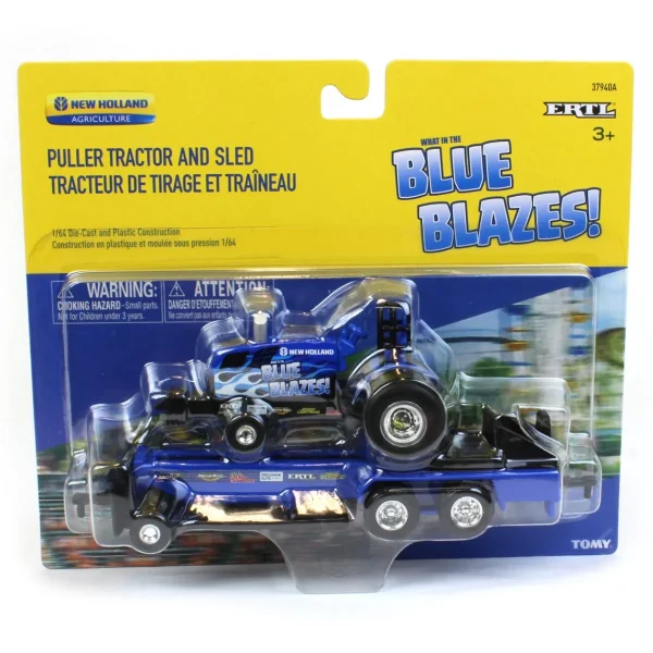 Outback Toys Tractors | Pulling Tractors<Set of 2 ~ 1/64 New Holland "Blue Blazes" & "Midnight Blue" Pulling Tractors with Sleds