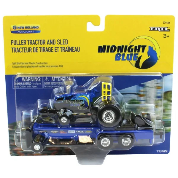 Outback Toys Tractors | Pulling Tractors<Set of 2 ~ 1/64 New Holland "Blue Blazes" & "Midnight Blue" Pulling Tractors with Sleds