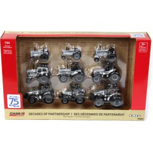 Manufacturer_ERTL Tractors<Silver Chase ~ 1/64 ERTL 75th Anniversary 9 Piece Case IH Tractor Set, One Time Production