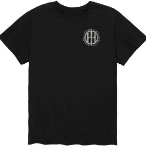 Outback Toys Ih Farmall<Adult IH Wheat Seal Black Short Sleeve T-Shirt with Left Chest Print
