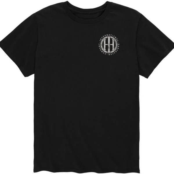 Outback Toys Ih Farmall<Adult IH Wheat Seal Black Short Sleeve T-Shirt with Left Chest Print
