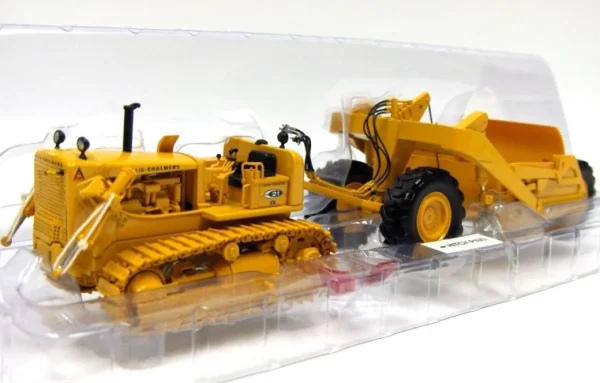Manufacturer_First Gear, Inc. Crawlers & Dozers | Scrapers<1/50 Allis Chalmers HD21 Crawler with Detachable Ejector Scraper 2 Piece Set by 1st Gear