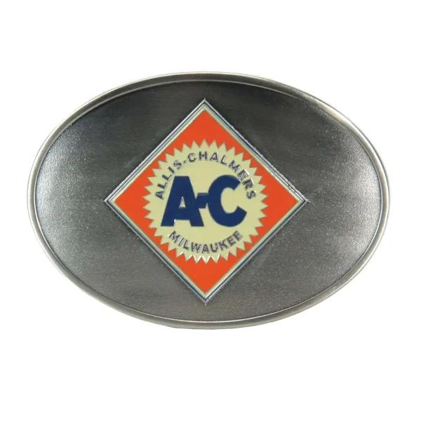 Manufacturer_SpecCast Agco, Allis, Massey & More<Allis Chalmers Logo Brushed Pewter Buckle