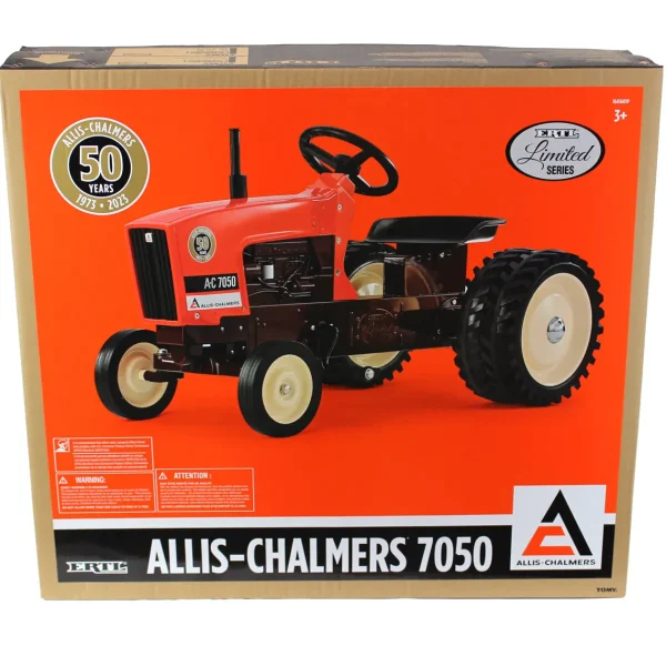 Manufacturer_ERTL Allis, Oliver & More<Allis-Chalmers 7050 50 Years Pedal Tractor w/ Maroon Belly & Rear Duals, ERTL Limited Series