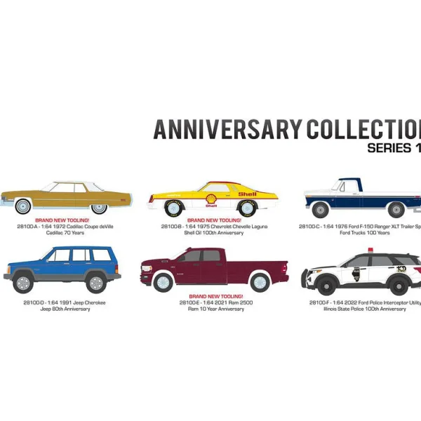 Manufacturer_Greenlight Collectibles Cars & Suvs<1/64 Anniversary Collection Series 14 by Greenlight, 6 Vehicle Set--SEALED