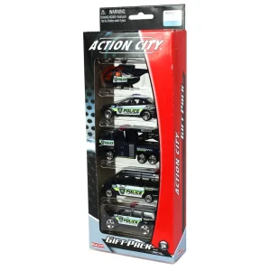 Outback Toys Emergency Vehicles<(Approx. 1/64 Scale) Action City 5 Piece Police Vehicle Set