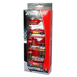 Outback Toys Emergency Vehicles<(Approx. 1/64 Scale) Action City 5 Piece Fire Vehicle Set