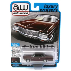 Manufacturer_Auto World Cars & Suvs<1/64 Auto World 2022 Release 4A, Luxury Cruisers - 1970 Chevrolet Impala, Black Cherry