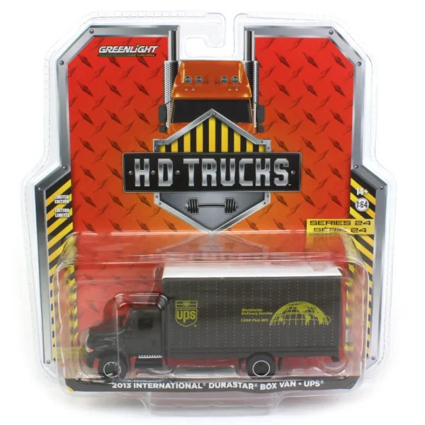 Manufacturer_Greenlight Collectibles Box Trucks & Trailers<(B&D) 1/64 2013 International Durastar Box Van, United Parcel Service, UPS, HD Truck Series 24 - Damaged Item