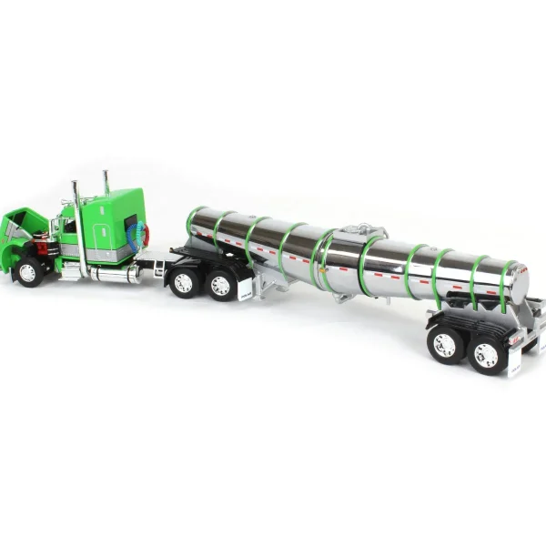 Manufacturer_DCP by First Gear Tanker Trucks<(B&D) - 1/64 Peterbilt 389 with Polar Deep Drop Trailer, Green/Silver/Black, DCP by First Gear - Damaged Item