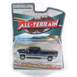 Manufacturer_Greenlight Collectibles Pickup Trucks<(B&D) 1/64 2022 RAM Laramie 4x4, Patriot Blue & Silver, All-Terrain Series 14 - Damaged Item