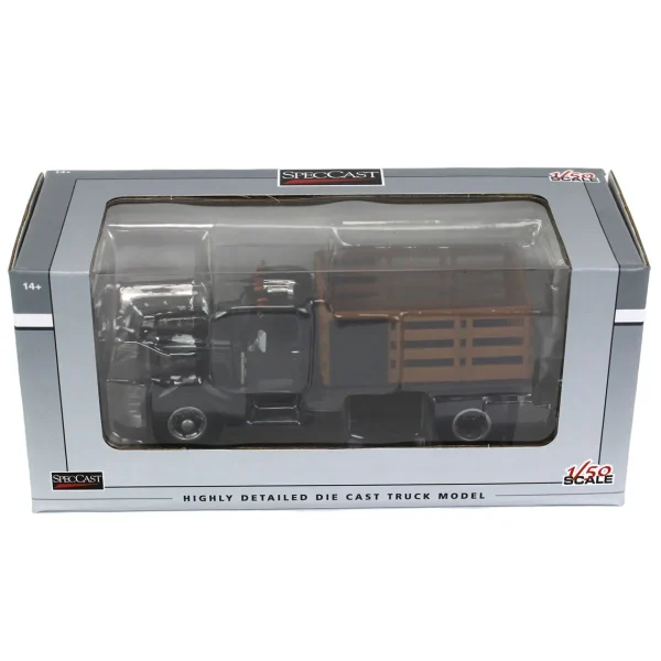 Manufacturer_SpecCast Dump Trucks<(B&D) 1/50 Black International KB 8 Truck with Stake Bed - Damaged Box