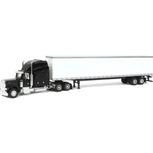 Manufacturer_SpecCast Box Trucks & Trailers<(B&D) 1/64 Black Peterbilt 379 with Sleeper and 53' Trailer with Single Rear Door - Damaged Box