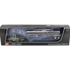 Manufacturer_DCP by First Gear Tanker Trucks<(B&D) 1/64 Dark Green/Olive White Western Star 4900 36in Sleeper with Brenner Chemical Tanker, DCP by First Gear - Damaged Item
