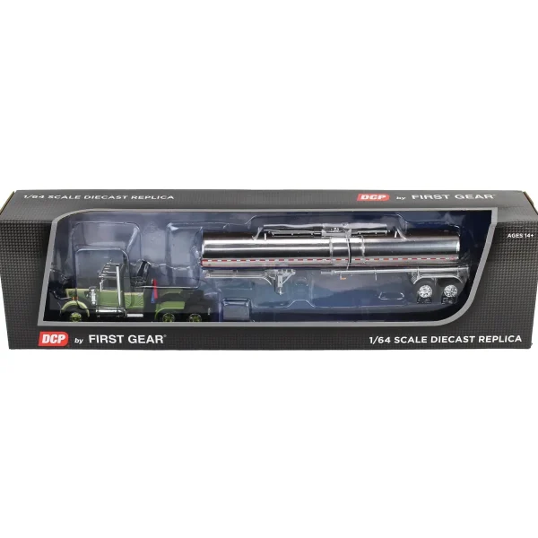 Manufacturer_DCP by First Gear Tanker Trucks<(B&D) 1/64 Dark Green/Olive White Western Star 4900 36in Sleeper with Brenner Chemical Tanker, DCP by First Gear - Damaged Item