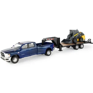 Manufacturer_ERTL Pickup Trucks<(B&D) 1/32 Ram 3500 Dually Quad Cab with Lowboy and New Holland L230 Skid Steer - Damaged Box