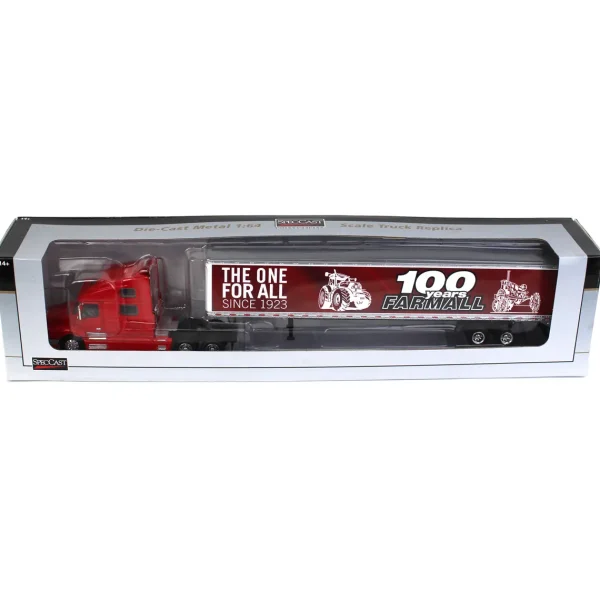 Manufacturer_SpecCast Box Trucks & Trailers<(B&D) 1/64 Red Volvo 770 Semi, Farmall 100th Anniversary - Damaged Box