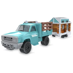 Manufacturer_Tonka Pickup Trucks<(B&D) Cruisin' Tonka Steel Classic Pickup Truck with Lincoln Logs Tiny Home on Trailer - Damaged Item