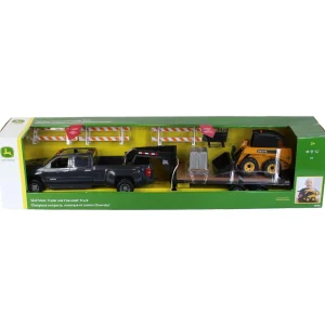 Manufacturer_ERTL Loaders<1/16 Big Farm Chevy Dually Quad Cab with Gooseneck Trailer and John Deere Skid Steer