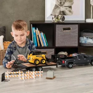 Manufacturer_ERTL Loaders<1/16 Big Farm Chevy Dually Quad Cab with Gooseneck Trailer and John Deere Skid Steer