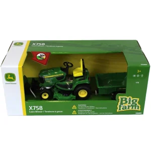 Manufacturer_ERTL Lawn & Garden<1/16 Big Farm John Deere X758 Lawn Mower with Blade and Cart