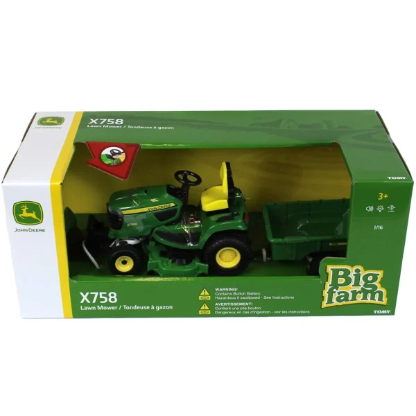 Manufacturer_ERTL Lawn & Garden<1/16 Big Farm John Deere X758 Lawn Mower with Blade and Cart