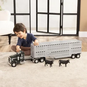 Manufacturer_ERTL Agricultural Trucks<1/16 Big Farm Peterbilt 367 Semi with Livestock Trailer and 4 Cows
