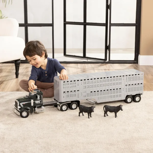 Manufacturer_ERTL Agricultural Trucks<1/16 Big Farm Peterbilt 367 Semi with Livestock Trailer and 4 Cows