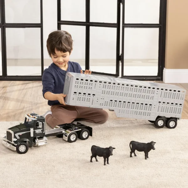 Manufacturer_ERTL Agricultural Trucks<1/16 Big Farm Peterbilt 367 Semi with Livestock Trailer and 4 Cows