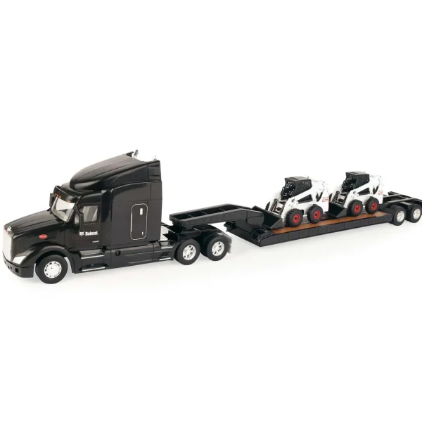 Manufacturer_ERTL Lowboys & Flatbeds<1/32 Big Roads Peterbilt 579 w/ Lowboy & 2 Die-cast Bobcat S450 Skid Loaders
