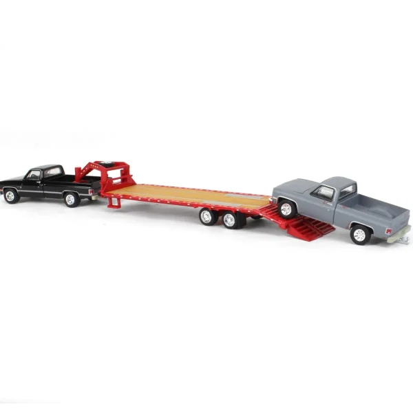 Manufacturer_Greenlight Collectibles Lowboys & Flatbeds<1/64 Black 1986 Chevy K-30 Longbed with Gooseneck & Project Truck, Greenlight Exclusive