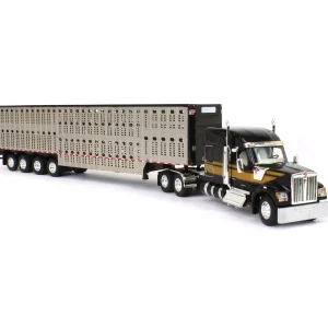 Manufacturer_DCP by First Gear Agricultural Trucks<1/64 Black & Gold Kenworth W990 with Wilson Silverstar Livestock Trailer, DCP by First Gear