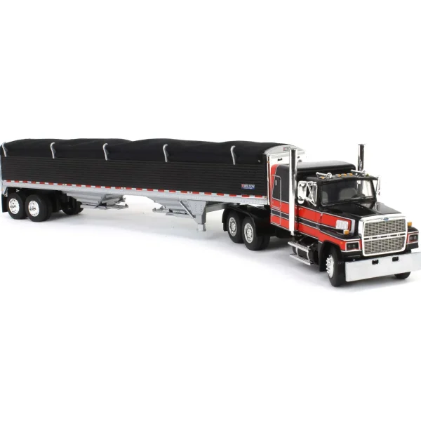 Manufacturer_DCP by First Gear Agricultural Trucks<1/64 Black & Red Ford LTL 9000 with Wilson Grain Trailer, DCP by First Gear