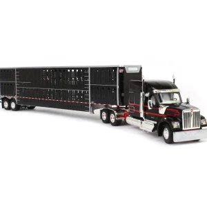 Manufacturer_DCP by First Gear Agricultural Trucks<1/64 Black & Red Kenworth W990 with Wilson Silverstar Livestock Trailer, DCP by First Gear