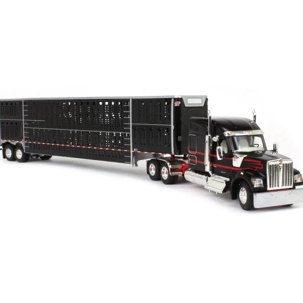 Manufacturer_DCP by First Gear Agricultural Trucks<1/64 Black & Red Kenworth W990 with Wilson Silverstar Livestock Trailer, DCP by First Gear