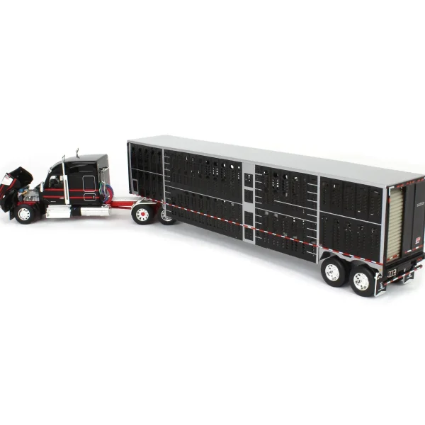 Manufacturer_DCP by First Gear Agricultural Trucks<1/64 Black & Red Kenworth W990 with Wilson Silverstar Livestock Trailer, DCP by First Gear