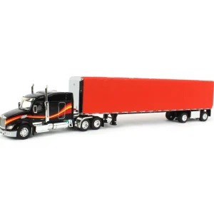 Manufacturer_DCP by First Gear Box Trucks & Trailers<1/64 Black & Red Peterbilt 579 Sleeper w/ 53' Utility Roll Tarp Trailer, DCP by First Gear