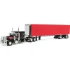Manufacturer_DCP by First Gear Lowboys & Flatbeds<1/64 Black & Red Peterbilt 379 63in Flattop Sleeper with 53ft Utility Roll Tarp Trailer, DCP by First Gear