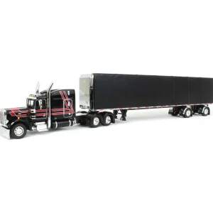 Manufacturer_DCP by First Gear Box Trucks & Trailers<1/64 Black & Red Peterbilt 359 with Utility Roll Tarp Trailer, DCP by First Gear